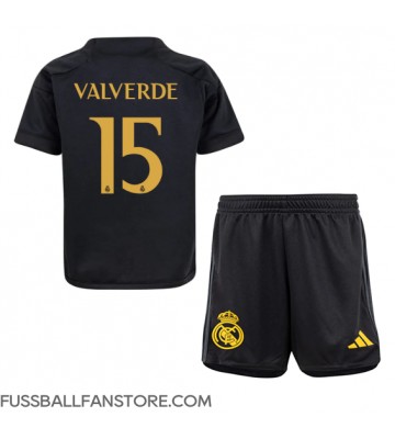 Real Madrid Federico Valverde #15 Replik 3rd trikot Kinder 2023-24 Kurzarm (+ Kurze Hosen)